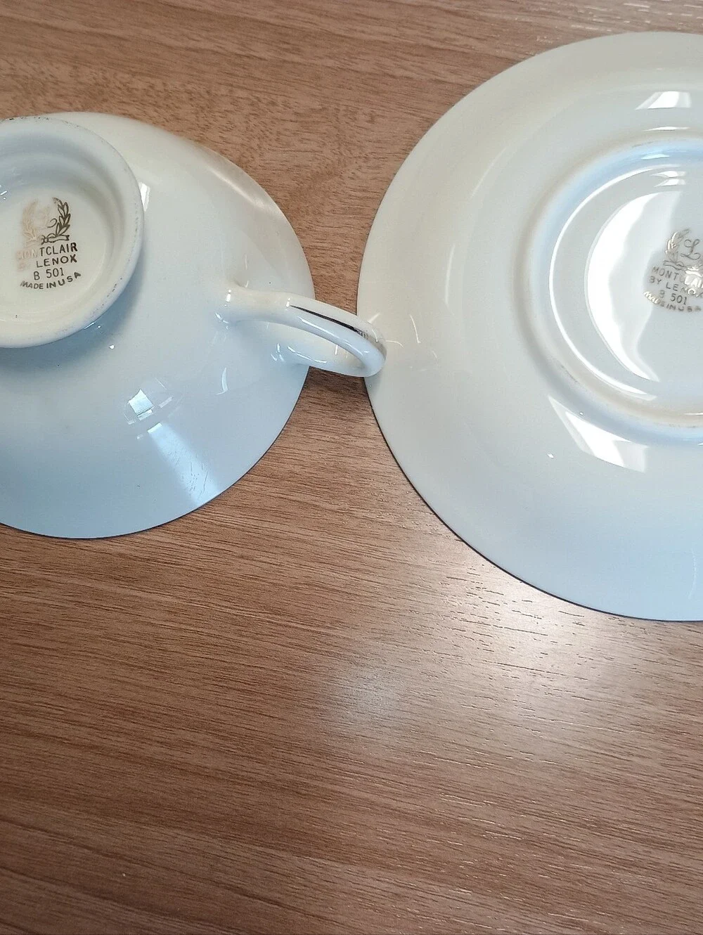 6 Elegant Lenox Montclair Porcelain Cup and Saucer Set with Platinum Trim